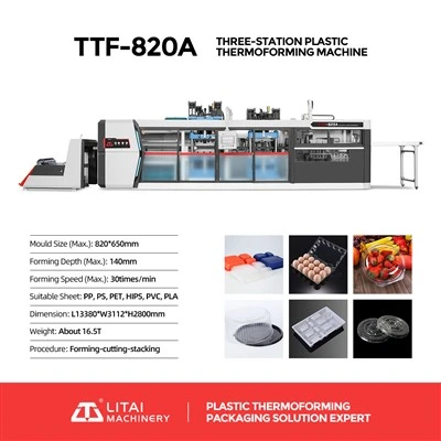 Máquina termoformadora de bandejas para pasteles completamente automática