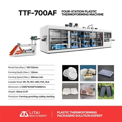 Máquina termoformadora de plástico para bandejas de envasado de carne