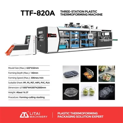 Máquina termoformadora de plástico tipo clamshell